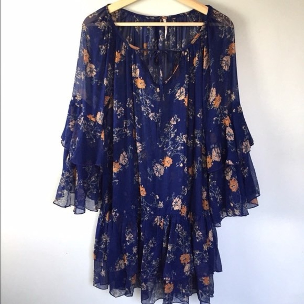 Free People Long Sleeve 'Sunsetter' Semi Sheer Dress with Matching Slip